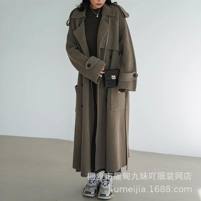 MB FASHION LONG SLEEVE KNIT SWEATER TRENCH COAT 2775LY